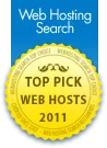Top Pick Web Host award badge, 2011